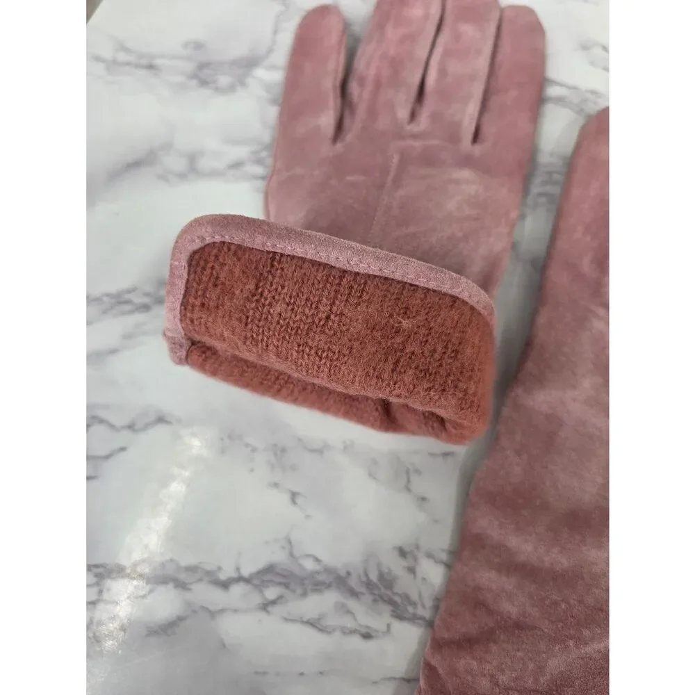 Isotoner Women's Pink Suede Lined  Driving Gloves
